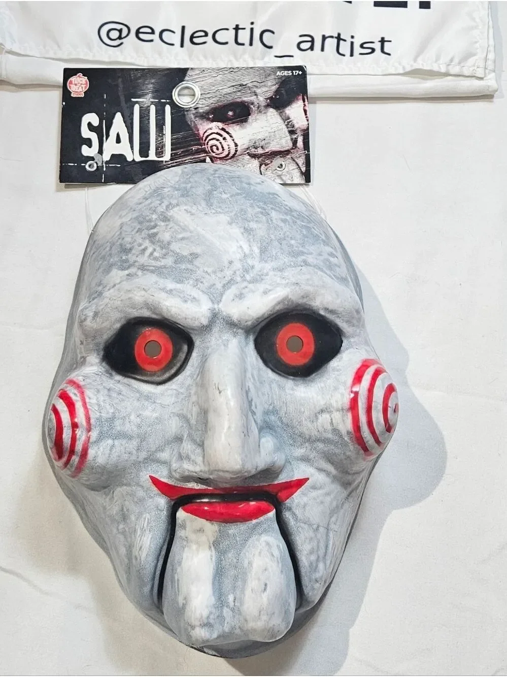 SAW Billy Puppet Vacuform Mask Red Eyes Horror Costume Trick or Treat Studios